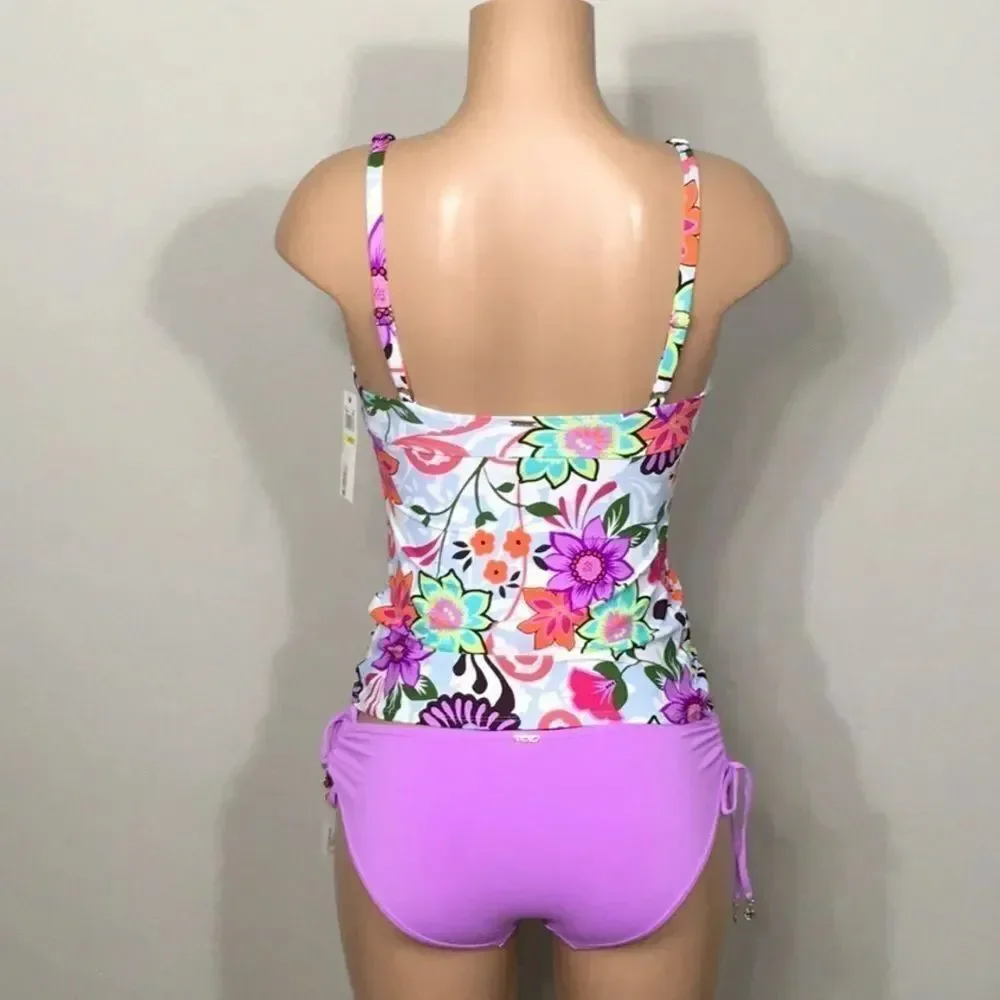 Anne Cole floral lilac tankini set. 32/34-S. NWT